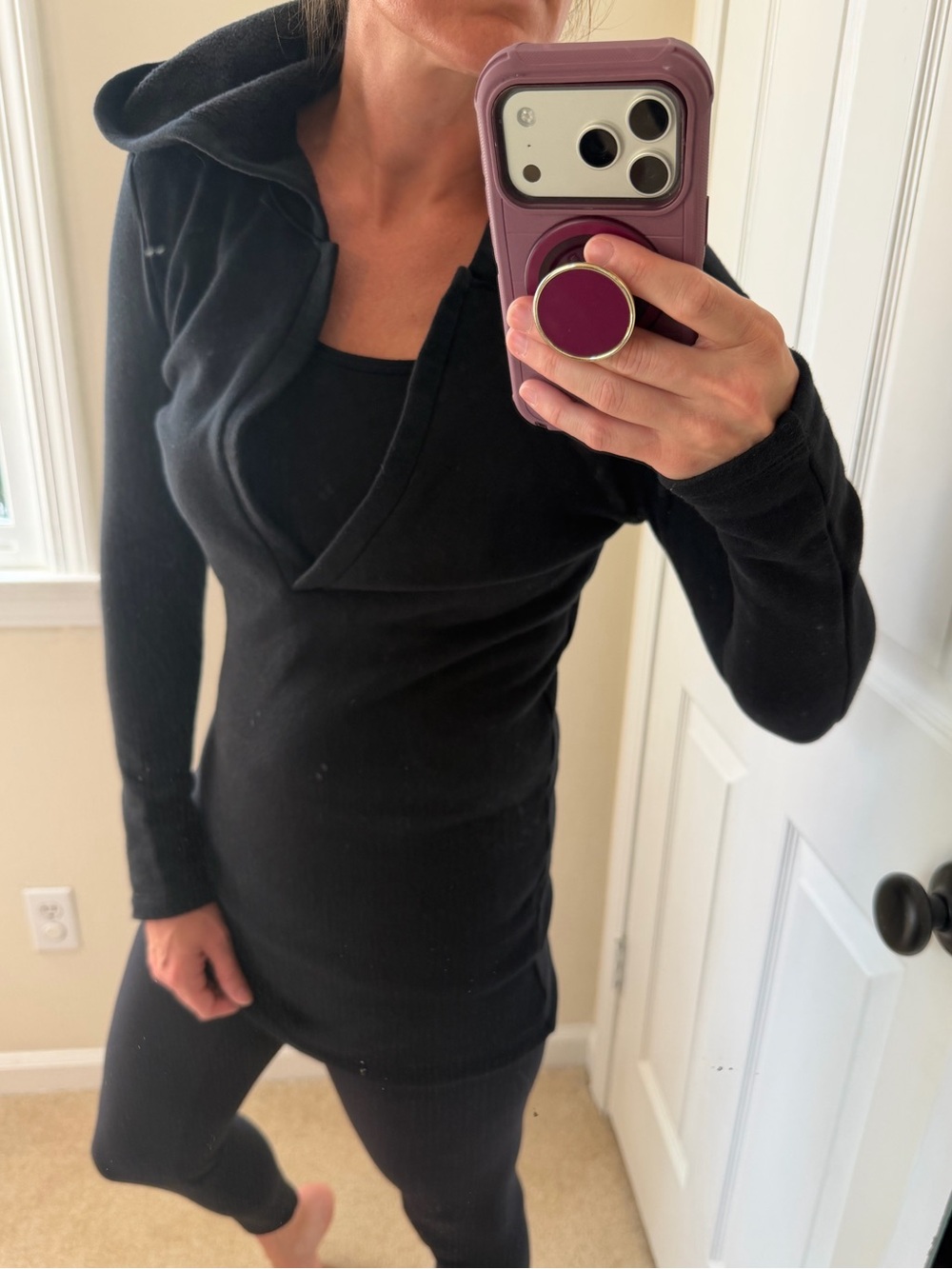V-Neck Long Hooded SOFT Sweatshirt + Cami